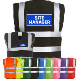 Corporate Togs SITE MANAGER Printed Vest - High Visibility Waistcoat, Safety Vest Tabard, Fastening and Fully EN471 | Personal Protective Equipment & Safety Vests