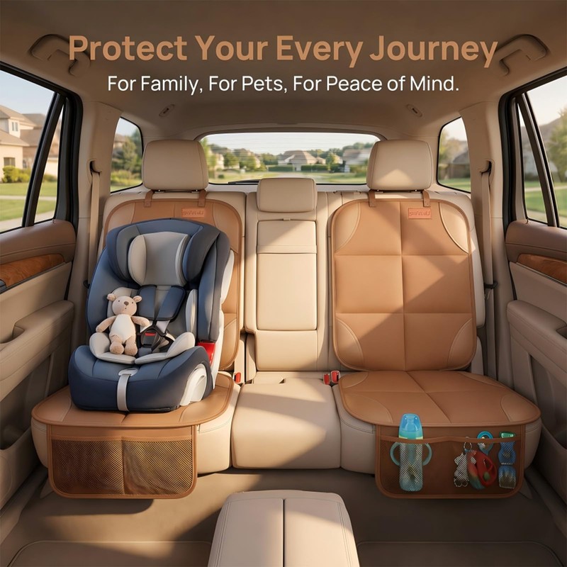 Car Seat Protector 2-Pack, Thick Padding Cushion (Dark Brown)