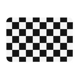 Jbofyee Black and White Checkered Print Bath Mat Rugs 15.7x23.6 in, Checkerboard Diatomaceous Earth Bathroom Rug Rubber Non-Slip Bathroom Mat for Bathroom Kitchen Floor, Tub and Shower Sink