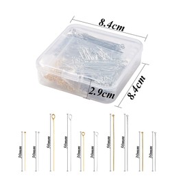 Vasemele Ball Head Pins 900 Pieces Rivet Pins with Eyelet, 3 Styles Kettle Pins, Silver-Plated Eye Pins, Pearl Pins, Silver-Plated Head Pins and with Eyelet, Prism Pins, Flat Head Wire, Headpins, Gold