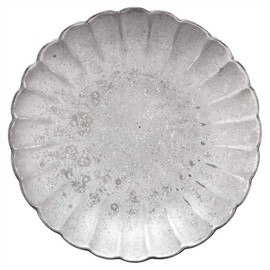 Arita Ware 467189-517 Toetsu Kiln 4.5 inch Plate, Chrysanthemum Shape, Black Yuzu, Inner Silver Color