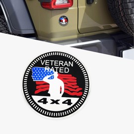 HQRNYP Squatch 4 x 4 Metal Automotive Badge, Car Badges, Wild Man Pattern Rated Car Emblem, Auto Accessories 3D Round Emblem Decal Sticker Fit for Jeep Wrangler Vehicles Trucks SUVs (Veteran Rated)