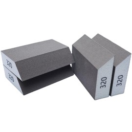 4 Pack 320 Grit Single Angle Sanding Sponge, Washable and Reusable Sanderpaper Hand Sanding Blocks for Wood Drywall Metal Home Sanding