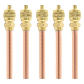 BesNPT Brass and Copper 1/4" SAE x 1/4" OD x 1.6" Stem Service Access Valve HVAC AC Schrader System Refrigeration (Pack of 5)