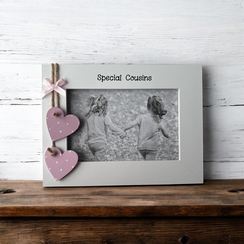 Special Cousins White Picture Frame for 6x4 Photo Pink Wooden