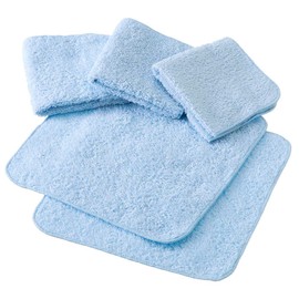 Hotel Handkerchief, Set of 5, Handkerchief Towel, Made in Japan, Senshu Towel (Approx. 7.9 x 7.9 inches (20 x 20 cm), Sky Blue