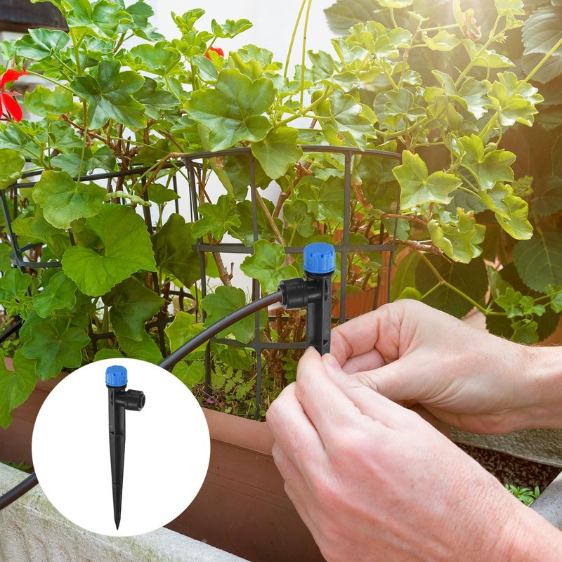 M METERXITY 10-Pack Drip Irrigation Emitters, 5"/13mm Drippers with Stake