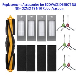 Replacement Accessories Set for ECOVACS DEEBOT N8 N8+ N10 Robot Vacuum Include 1 Main Brush 6 Side Brush 4 Filter Parts