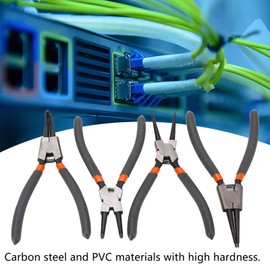 flexman 4-Piece Carbon Steel Snap Ring Pliers, Robust Circlip Pliers for Indoor and Outdoor Use, Straight Curved Locking Pliers Set for Removing, Installing and Repairing the Circlip