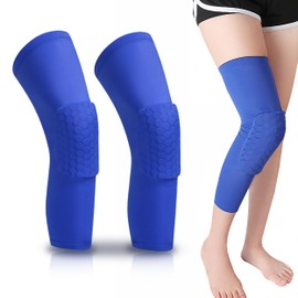 Knee Compression Pads, Compression Knee Sleeve with Honeycomb Pad, Breathable Knees Pads Leg Compression Sleeves for Volleyball Basketball Gym Running Sports