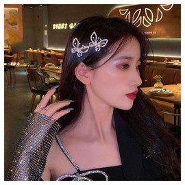 Iaceble Sparkling Crystal Butterfly Hair Clips - Rhinestone Gold CZ Hairpins for Weddings, Bridal & Decorative Headdress Accessories