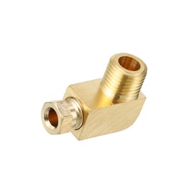 Motoforti 1 Pc M10x1 Universal 90 Degree Elbow Brass Fitting Compression - Car Fitting Connector Adapter Fit 4mm - Brass Gold Tone Long-lasting