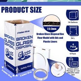 Resurhang 6 Sets Cardboard Broken Glass Disposal Box Floor Model Laboratory Safe Trash Can for Glass Sharps Disposable Garbage Disposal Container Cartons Trash Bins (12" L X 12" W X 27" H)