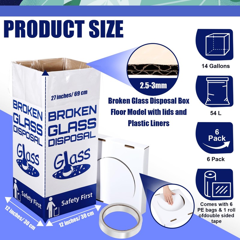 Resurhang 6 Sets Cardboard Broken Glass Disposal Box Floor Model