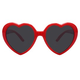 milramtob Red Heart Shaped Sunglasses for Women Girls Trendy Heart Glasses Festival Concert Party Costume Polarized, Red