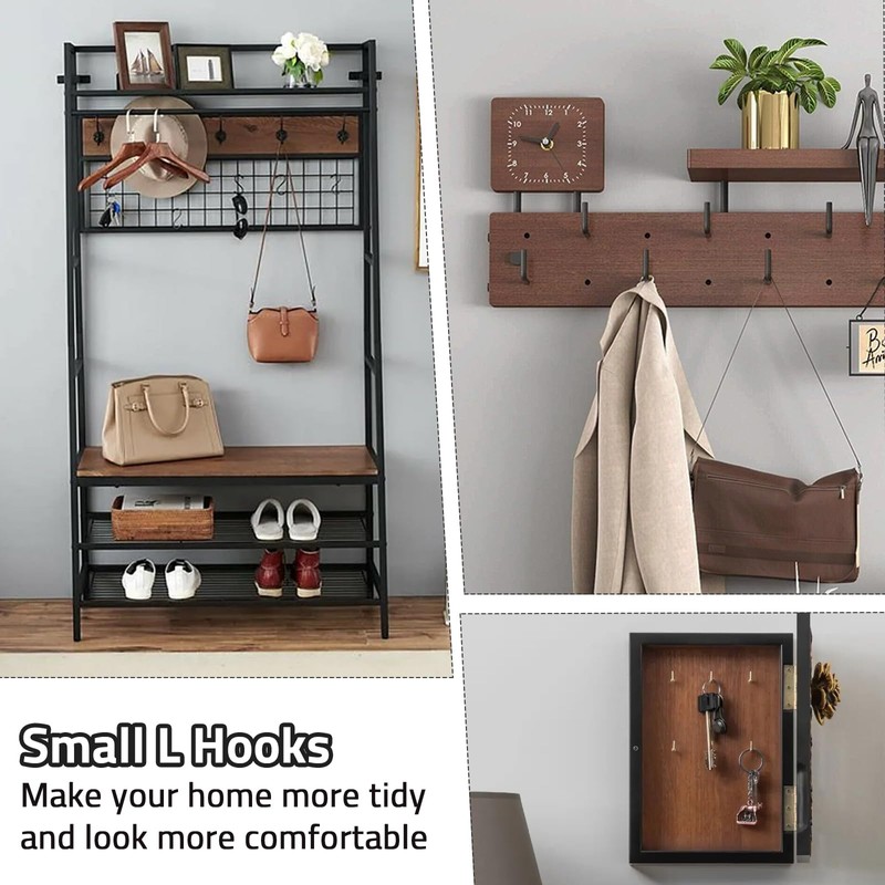 Biaungdo 100 Pack 1/2" L Shaped Hooks, Silver Mini Self