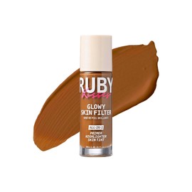 Ruby Kisses Glowy Skin Filter Foundation - All-in-1 Primer, Skin Tint & Highlighter, Hydrating Light Coverage with Squalane, Natural Dewy Finish, Luminous & Radiant Glow (Golden Medium)