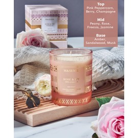 M&SENSE Rose Ivy Soy Candle, Natural 7.4oz 45 Hours Slow Burning, Luxury Aromatherapy Candle for Stress Relief Home Decor, Winter Housewarming New Year Gifts for Her