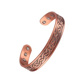 FASCIO Magnetic Copper Bracelet and Ring for Women Men,Adjustable Copper Bracelet with 6pcs 3500 Gauss Magnets,Magnetic Field Therapy