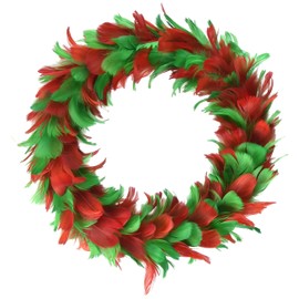 Feather Wreath (red & green) Party Accessory  (1 count)