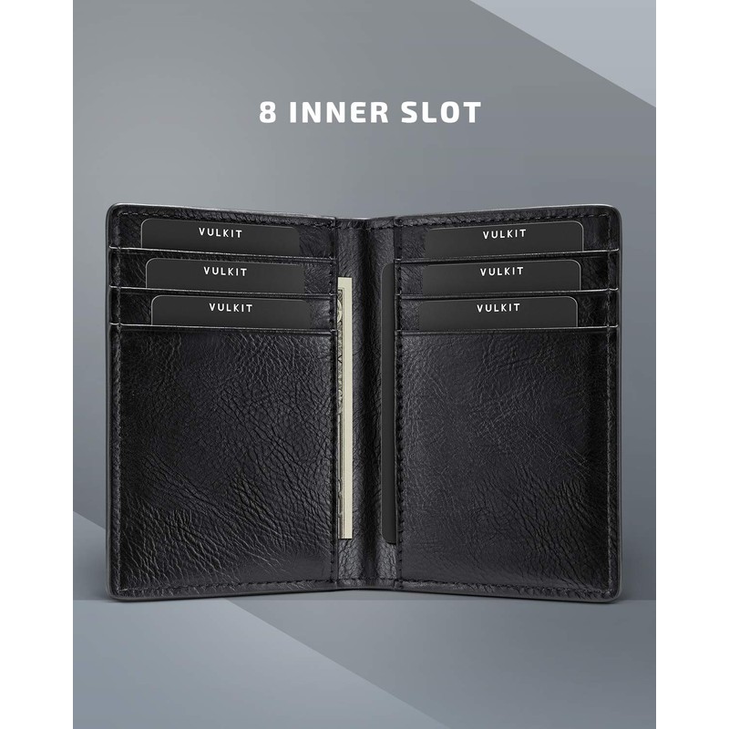 VULKIT Credit Card Holder RFID Blocking Slim Leather Wallet Anti