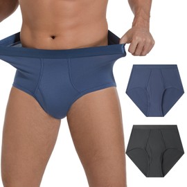 GRESTU Men's Incontinence high-Waisted Underwear Washable 2-Pack, Excellent Absorbency, Leakproof, Breathable Cotton Briefs