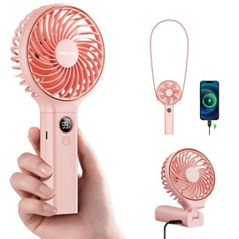 SWEETFULL Handheld Portable Fan, 5000mAh Rechargeable Battery, 6 Speed Wind, LED Digital Display, Foldable Electric Personal Mini Travel Fan with Backup Power, Summer Essentials Gifts for Women Girl