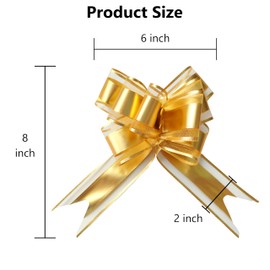 jefyghe Pull Bows for Gift Wrapping 10 PCS Glossy Gold Bows for Presents 6 Inch Large Bows for Wedding Basket Birthday Party Gift Boxes and Flower Decorations