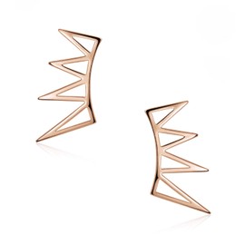 Boho Trendy Minimalist Geometric Pyramid Spike Triangles Crawlers Ear Pin Warp Climbers Earrings For Women Teen Rose Gold Plated .925 Sterling Silver