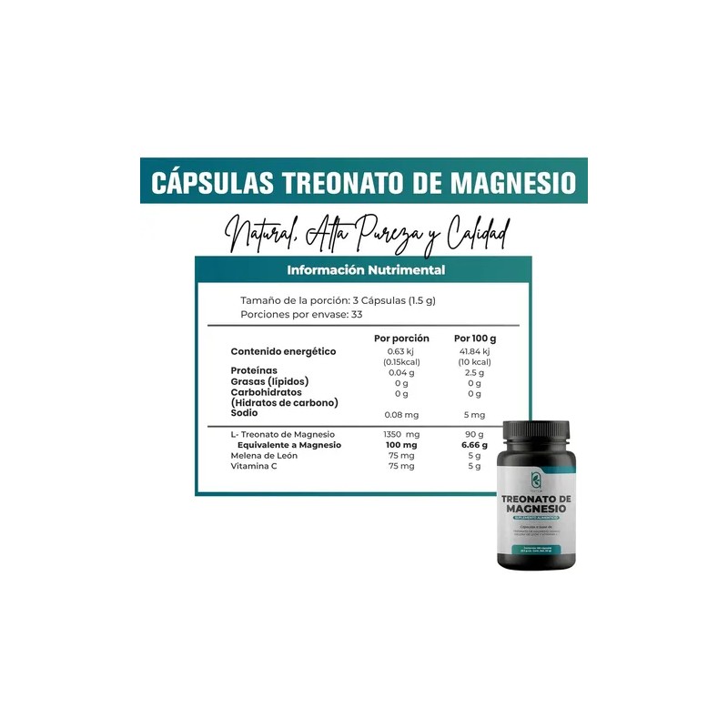 Naima Magnesio Treonato 100 Cápsulas Hongo Melena León Vitamina