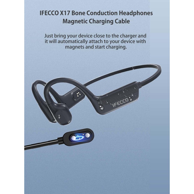 NOUKAJU Charger for IFECCO X17/X7 Bone Conduction Headphones, Magnetic USB