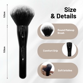LunarCharm Round Powder Brush, Make Up Brush, Foundation Brush, professional make-up brush for blending liquid, cream and flawless powder, polishing