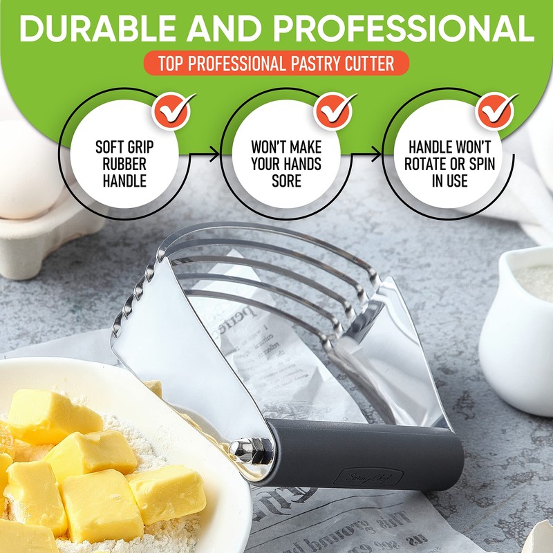 Spring Chef Large Gray Dough Blender For Baking, Heavy Duty