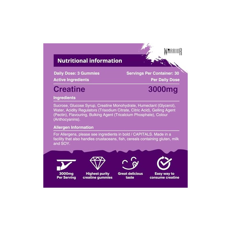 Warrior Creatine Monohydrate Gummies, 90 Gummies