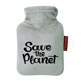 Huuraa Taschenwärmer Save The Planet Schriftzug Geschenk 0,2 Liter Grey Mini Veloursbezug Save The Planet Geschenkidee
