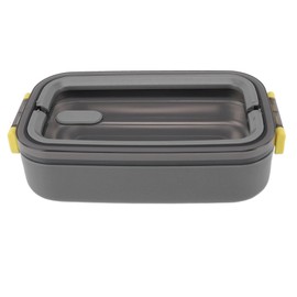 HEEPDD 700ML Stainless Steel Bento Box, Leakproof Adult Lunch Box Meal Prep Container with Spoon Chopsticks for Adults Kids Office Outdoor Picnics (Gray)