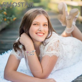 EMOSTAR - Dijes navideños para pulseras de manualidades, dijes de copo de nieve cristalizado, árbol festivo, casa de Navidad, Papá Noel con bolsa de regalo, medias de Navidad, de reno