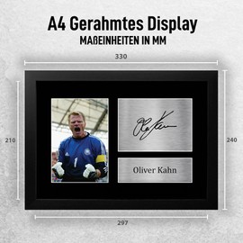 HWC Trading A4 FR Oliver Kahn Germany Gifts Printed Autograph Picture for Fans and Supporters - A4 Framed