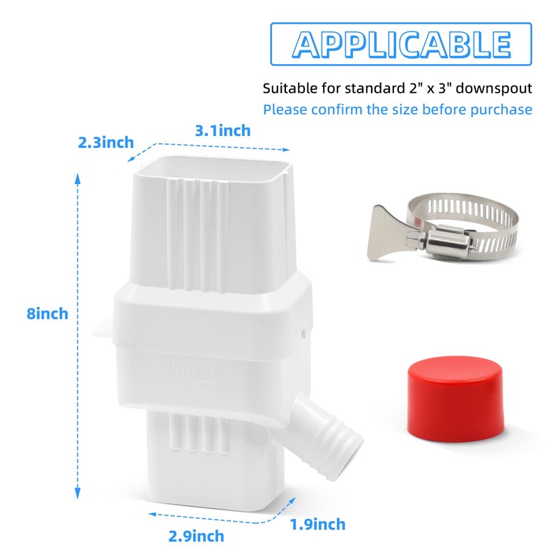 KMJETNIVY Rainwater Collection System,for 2"X3"Downspout Diverter with Adjustable Collection Capacity,