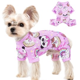 Dog Pajamas Summer Dog Clothes for Small Medium Dogs Boy Girl Pet Pjs Cute Doggie Onesie Breathable Puppy Clothes Soft Stretchy Cat Pet Outfit (Purple, Small)