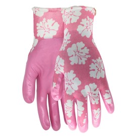 Red Steer A209 Flowertouch Lawn & Garden Gloves, Nitrile Palm, Pink or Purple Flower Design, Sizes S-L, Sold by Pair (Purple, Medium)