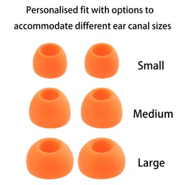 NANLANFAN Replacement Silicone Ear Tips for JLab Go Sport+, JLab Go Air Sport, JLab Epic Air Sport ANC Gen 2, JLab Epic Air Sport ANC Wireless Earbuds, 6 Pairs (S/M/L, Orange)