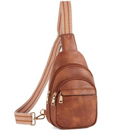 BOSTANTEN Small Sling Bag for Women Leather Crossbody Bags Fanny Pack Chest Bag for Travel - Color: Brown