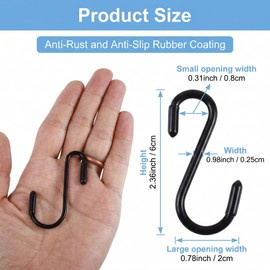 Jeffbaubl 36 Pack Black S Hooks, 2.4 Inch Heavy Duty S Shaped Hook, Metal S Hook for Hanging, Non Slip Hanger Hooks for Kitchen Home Bathroom Pots Pans Utensils Closet Bags Towels Plants Wire Shelves