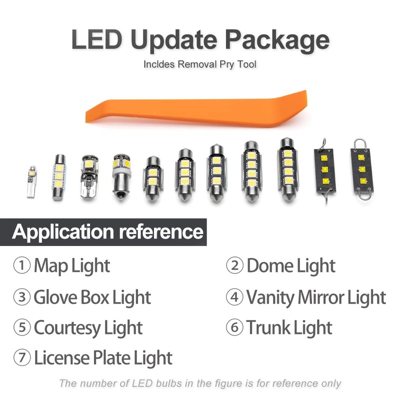 12pcs White Interior LED Lights Bulb Kit for Hyundai Sonata