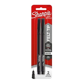 Sharpie Felt Tip Pens, Fine Point, Black, 2 Count