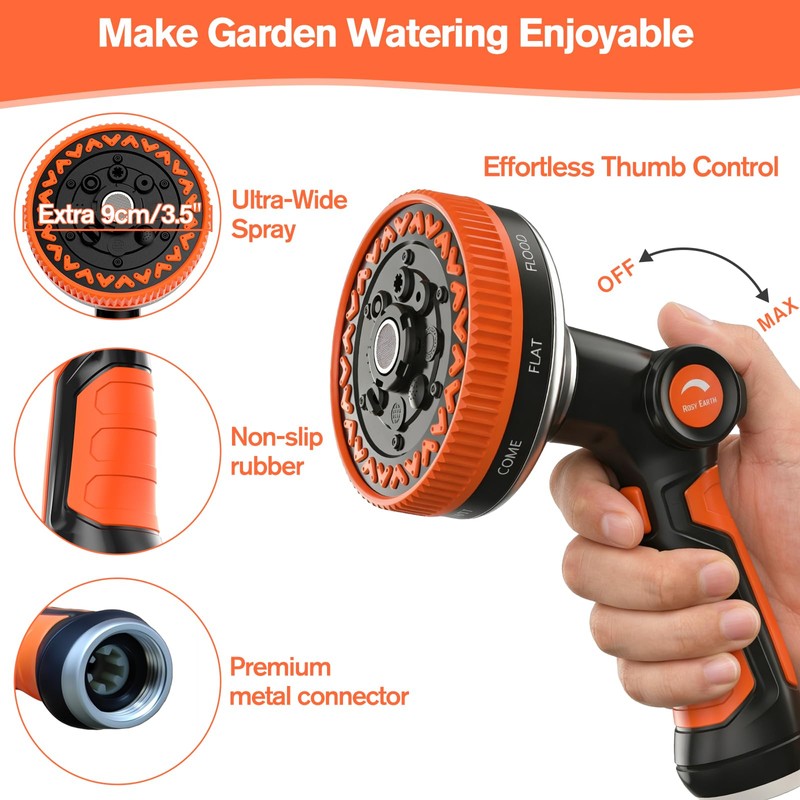 Rosy Earth Metal Garden Hose 25ft, Lightweight Steel Water Hose
