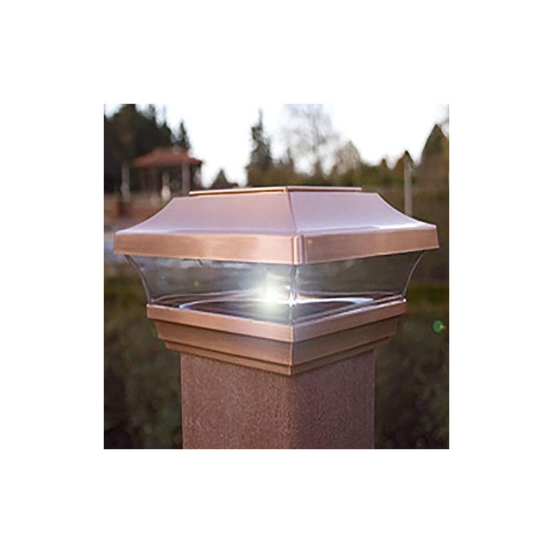 Woodway Solar Post Cap, in Copper, fits 3.5" Post, with