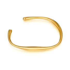 LILIE&WHITE Women's Golden Teardrop Design Cuff Bracelet, Chunky, Hinged Bypass Bracelet, Statement Jewellery for Wrist and Arm, Acrylic, No Gemstone