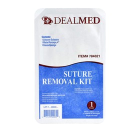 Dealmed Sterile Suture Removal Kit with Scissor, Forceps, and Gauze Sponge, Single-Use, 10 Kits